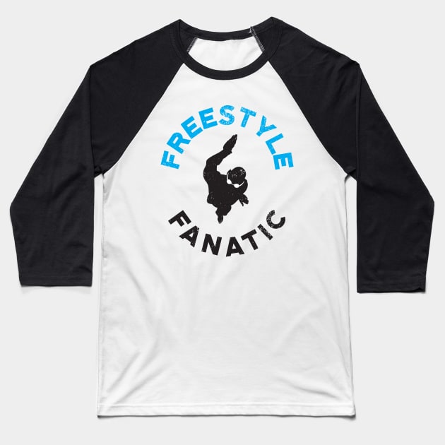 Freestyle Fanatic Swimmer Baseball T-Shirt by atomguy